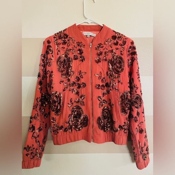 Endless Rose Coral  Bomber Jacket with Floral Design - Picture 12 of 16